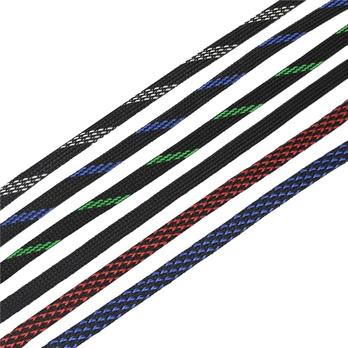 30ft PET Expandable Sleeving Wire Cable Sleeve (1/6", Steel Blue&Black)