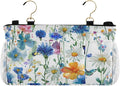 Watercolor Cornflower Daisy Bedside Caddy for Dorm Bed Bedside Hanging Caddy Bag Iron Frame Storage Organizer Pocket for Bunk Home College Hospital Beds 2 Hooks