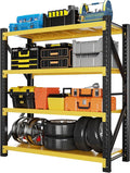 4000LBS Garage Shelving 48" W Garage Shelving Heavy Duty 4-Tier Metal Storage Shelves Adjustable Shelf Unit Storage Rack for Basement Supermarket Warehouse 48" W x 24" D x 78" H Yellow