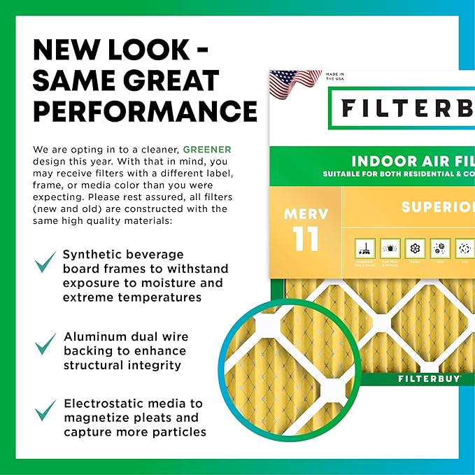 Filterbuy 20x25x5 Air Filter MERV 11 Superior Pet & Allergy Defense (4-Pack), Pleated HVAC AC Furnace Filters for Trion Air Bear, Generalaire, Skuttle, and More (Actual Size: 19.63 x 24.13 x 4.88)