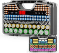 Battery Organizer Storage Holder Box Case with Tester, Stores & Protects Up to 285+ Batteries, Double-Sided and Durable Design,Holds AA AAA 4A C D Cell 9V 3V Lithium LR44 CR2 CR123 (Black)
