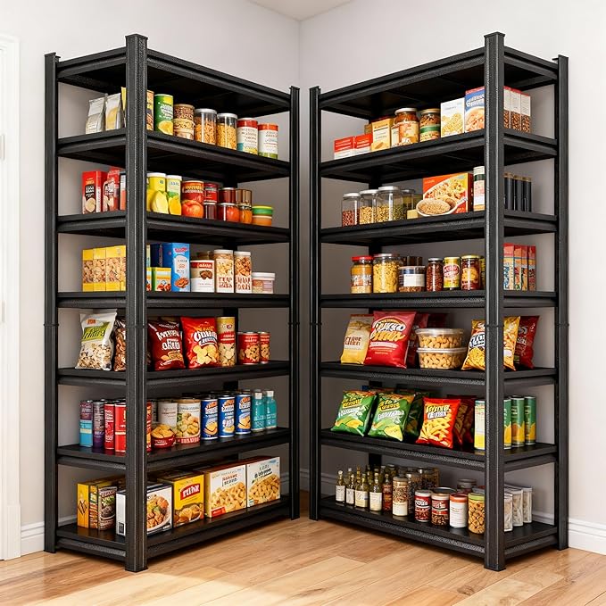 Garage Storage Shelves,5 Tier Shelving Unit, 40 inch Wide, 18” Deep, 78” Tall Organizer Metal Shelf for Basement/Laundry/Pantry Heavy Duty, Adjustable,Easy to Install (6Tier-39.4"Wx17.7"D"dx77.2"h)