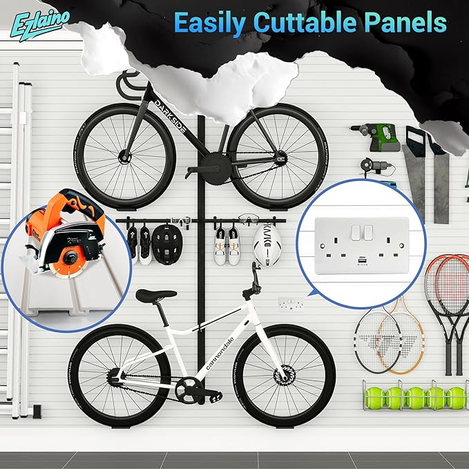 Ezlaino PVC Slat Wall Paneling 4FT x 2FT, Thickened & Durable, Waterproof, Versatile | Fits Most Slatwall Accessories (Not Included) | Ideal for Garage, Home & Store Organization, White