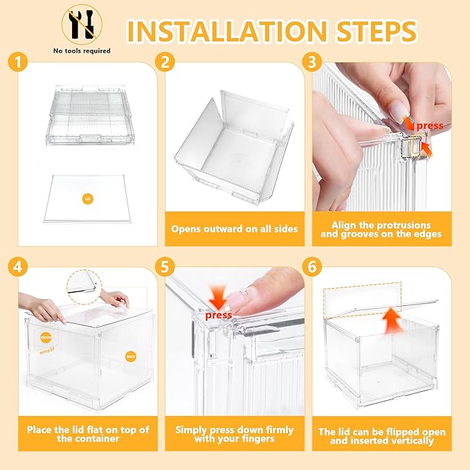 File Organizer Box with Lid,Hanging Filing Folder Organizer for Document Storage with Plastic Slide, Letter-size File Holder Filing Box for Office/Home/Decor/（1Pack）