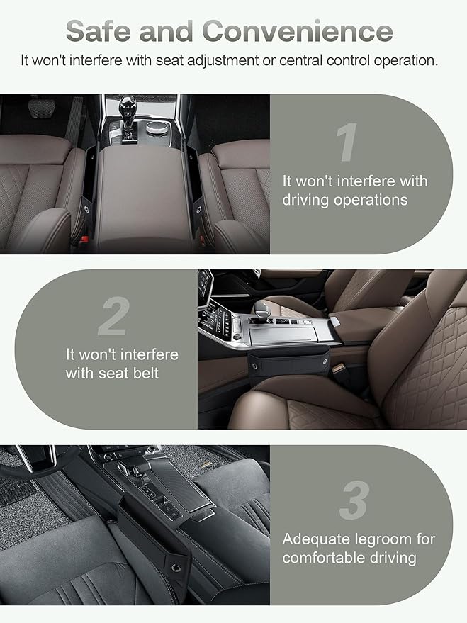 Universal Fit Premium Leather Car Seat Gap Filler Organizer, Center Console Organizer with Card Slots for Car Suv Truck (Black, 2 Pack)