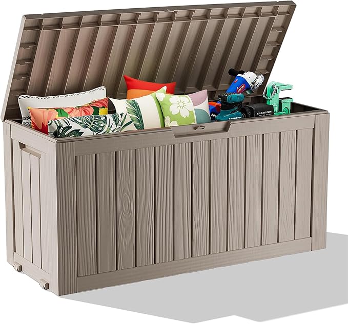 80 Gallon Waterproof Resin Deck Box, UV Resistant Outdoor Storage for Garden, Patio, Porch, Delivery, Black