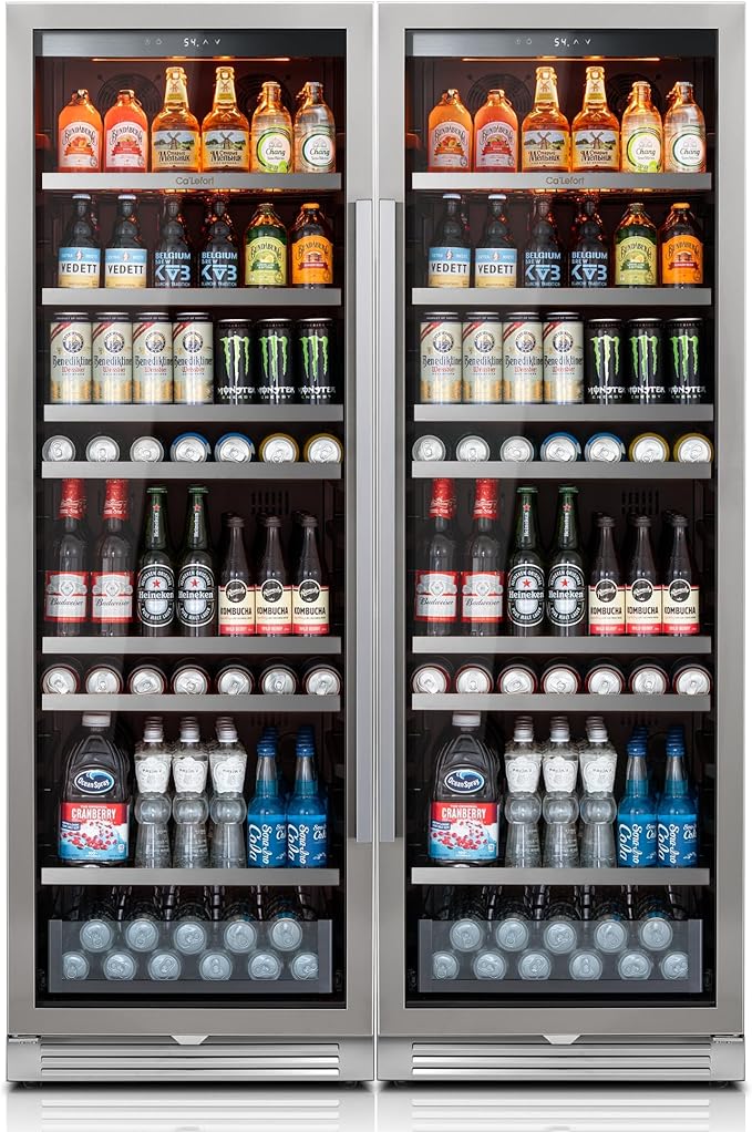 Ca'Lefort Beverage-Refrigerator 48 Inch, Tall Beverage Fridge Cellars Large Bar Drink Cabinet Built-in or Freestanding with Glass Door, Beer Cooler for Bottles and Cans Beer/Soda/Water/Wine
