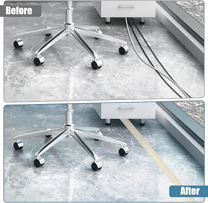 Floor Cord Covers for Wires 3.3FT Cable Hider Wire Cover Self Adhesive Cord Hider Floor for Offices, Homes, Workshops, Warehouses Cable Cavity 0.39" W x 0.27" H