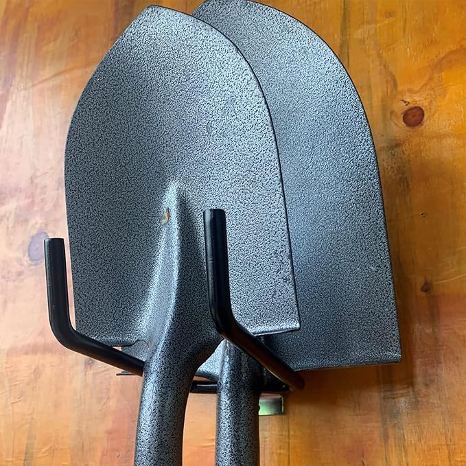 2 Pack E-Track Heavy Duty Shovel Hanger for Store Long Handled Tools,Large Steel Tool Double J Hook, Tool Hanger | E Track Accessories for Enclosed Trailer or Trucks (Black)