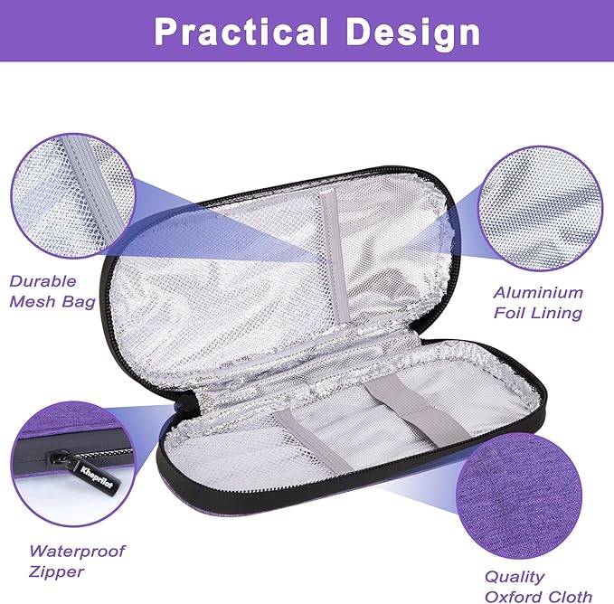 Insulin Cooler Travel Case with 90g TSA Approved Ice Packs – Insulated Diabetic Medication Bag for Insulin Pens & Supplies – Compact & Waterproof for Daily Use & Travel