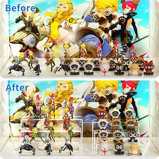 NIUBEE Acrylic Display Riser, 6 Pcs 9" Large Acrylic Risers, 2 Set Clear Rectangular Stands for Candy Dessert Cupcakes, Collectibles Display Stands Shelf for Display for Funko POP Figures