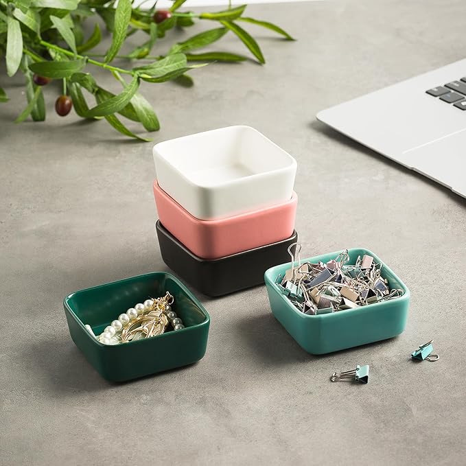 Ceramic Paper Clip Holder for Desk Cute Binder Holder Paperclip Holders for Office Paper Clips Dispenser Organizer desk décor (black)