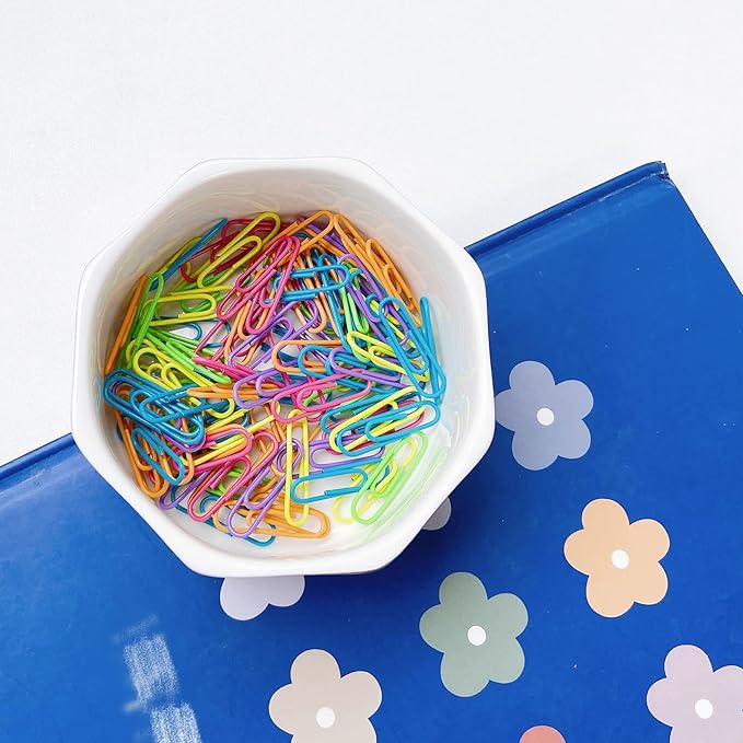 Ceramic Paper Clip Holder Gold Line Paper Clip Dispenser Organizer for Desk Cute Floral Pattern Office Binder Clip Holder Bobby Pin and Hair Clip Holder Gift for Office Mint Flowers