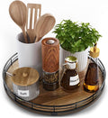 Acacia Wood 12" Lazy Susan Turntable Organizer for Table Top, Farmhouse Round Wooden Lazy Susan for Cabinet Kitchen Centerpieces Coffee Table, for Condiments Spices, Bathroom Vanity Tray Decor
