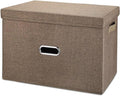 Linen Fabric Collapsible Storage Bins with Removable Lids and Handles, Washable Storage Box Containers Baskets Cube with Cover for Bedroom,Closet,Office,Living Room,Nursery (Coffee, Small)