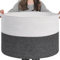 INDRESSME XXXLarge Cotton Rope Basket 21.7" x 21.7" x 13.8" Woven Baby Laundry Baskets Blanket Basket Toy Baskets with Handle Storage Comforter Cushions Gray Laundry Hamper