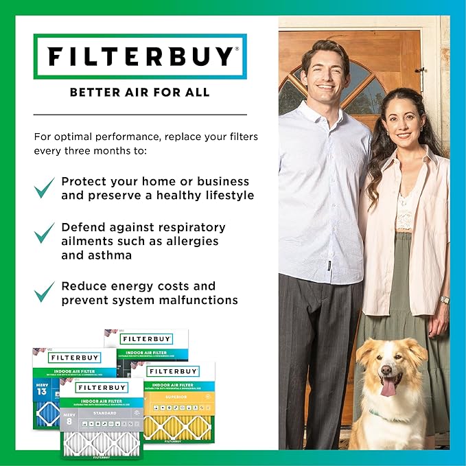 Filterbuy 20x20x5 Air Filter MERV 11 Superior Pet & Allergy Defense (4-Pack), Electrostatic Pleated HVAC AC Furnace Filters for Trion Air Bear 255649-103 & More (Actual Size: 19.63 x 20.63 x 4.88)