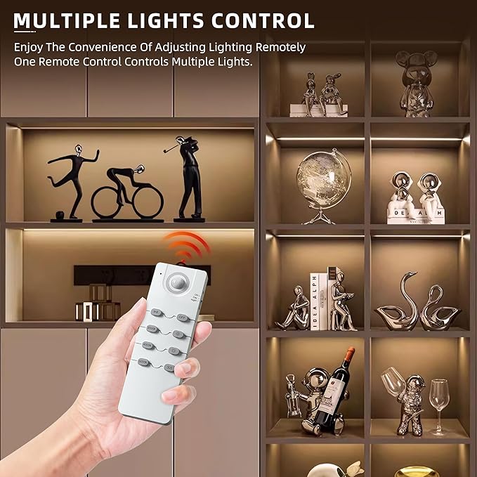 134 LED Under Cabinet Lights Wireless with Full Lighting,Rechargeable Closet Lights with Remote and Motion Sensor Indoor,Under Counter Light with CCT and Dimmable for Kitchen,Stair(3 Pack,15.7inch)