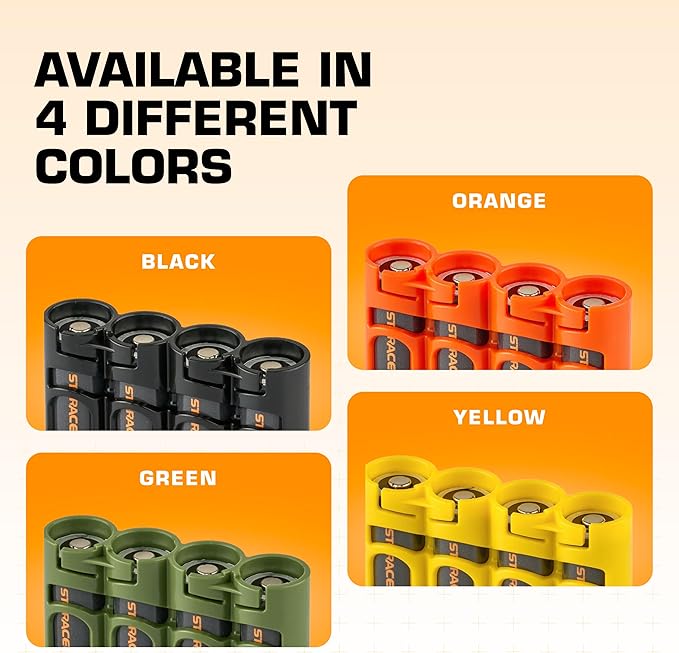 Storacell Slimline CR123 Battery Storage Caddy, Black, Holds 4 Batteries (Not Included)