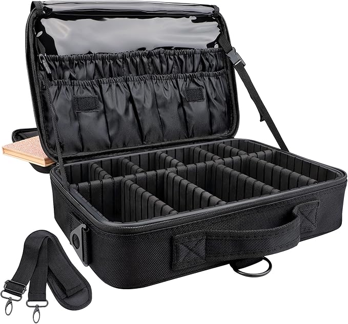 JOURMON Travel Makeup Train Case,Large Capacity Cosmetic Bags for Women,Portable Makeup Bag Organizer with Adjustable Dividers & Shoulder Strap