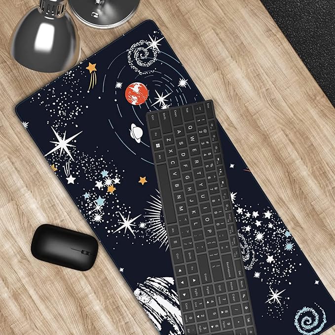 Space Galaxy Gaming Mouse Pad XXL Large Desk Mouse Pad Keyboard Mat with Stitched Edges Waterproof Non-Slip Desk Mat for Laptop,Keyboard,Computer 35.4 * 15.7 Inch