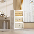 312 QT / 78 Gal Large Foldable Stackable Plastic Storage Cabinet with Double Magnetic Doors, Leather Handles & 4 Wheels - Organize Home, Office, Closet