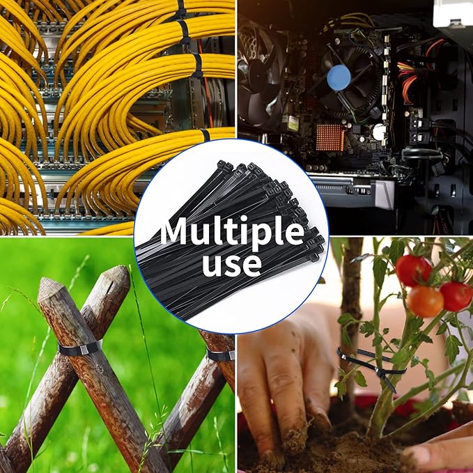 1000PCS Zip Ties 12 Inch Heavy Duty 50lbs UV Resistant Zip Black Cable Straps Self-locking Wire Ties for Electrical Management Indoor & Outdoor Use