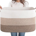 65L Large Storage Basket, Cotton Rope Woven Blanket Basket, Toy Storage for Baby Room, Living Room, Gradient Yellow
