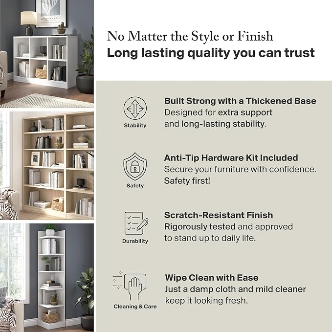 Bush Furniture Universal Small 2 Shelf Bookcase in Vogue Cherry, Low Storage and Display Bookshelf for Home Office or Living Room Organization