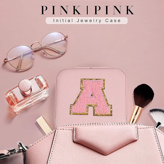 Parima Small Jewelry Box for Girls, Travel Initial Girls | Organizer Case Mini Box-Initial R Pink