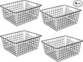 14" Upright Freezer Storage Baskets, Black Wire Storage Bins Large Bakset for Freezer, Pantry, Bathroom Organizing, Set of 4