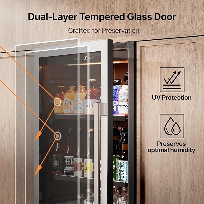 Ca'Lefort Beverage-Refrigerator 48 Inch, Tall Beverage Fridge Cellars Large Bar Drink Cabinet Built-in or Freestanding with Glass Door, Beer Cooler for Bottles and Cans Beer/Soda/Water/Wine