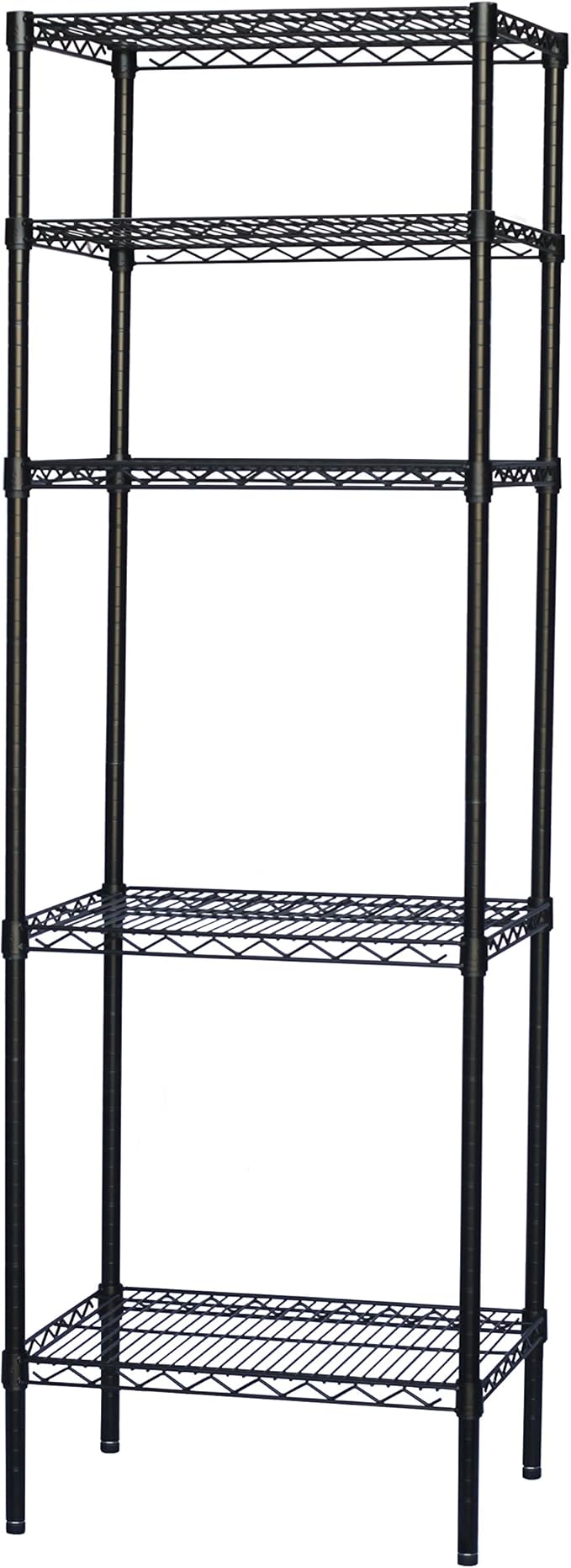 Shelving Inc. 8" d x 48" w x 72" h Black Wire Shelving with 5 Tier Shelves, Weight Capacity 300lbs Per Shelf