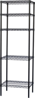 Shelving Inc. 8" d x 12" w x 72" h Black Wire Shelving with 5 Tier Shelves, Weight Capacity 300lbs Per Shelf