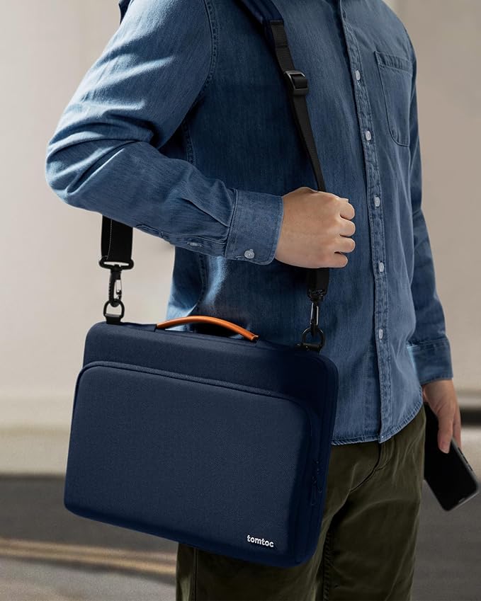 tomtoc 360 Protective Laptop Shoulder Bag for 15-inch 2025 MacBook Air M4/A3241, M3/A3114, M2/A2941, 15 Inch Dell XPS,15-in Microsoft Surface Laptop 7/6/5, Water-Resistant Laptop Accessory Sleeve Case