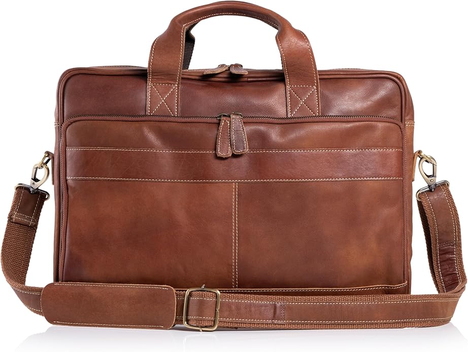 KomalC 16 Inch Leather briefcases Laptop Messenger Bags for Men and Women Best Office Satchel Bag