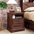 ACCOHOHO 18" Farmhouse Nightstand with Charging Station,End Table with 2 Drawers Storage,Side Table,Bedside Cabinet for Bedroom,Living Room,Brown