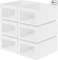 Criusia 6 Pack Linen Closet Organizers and Storage, Large Linen Closet Baskets for Organization, Foldable Storage Containers for Clothing, Towels, Jeans, Books, Shelves, White