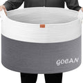 Storage Baskets for Organizing D22"H14" Large blanket basket laundry basket Cotton Rope Woven Basket for toy towl in Living Room (Ltgrey/Beige) XXXL