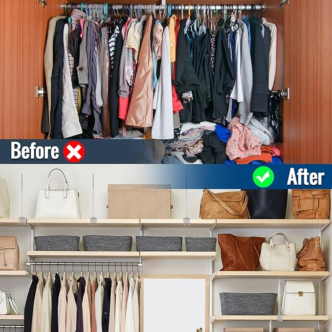 8 Pack Clear Acrylic Shelf Dividers for Closet Shelf Organizer of Bedroom Kitchen Office Bathroom Organizer for Clothes Books Hats and Handbags