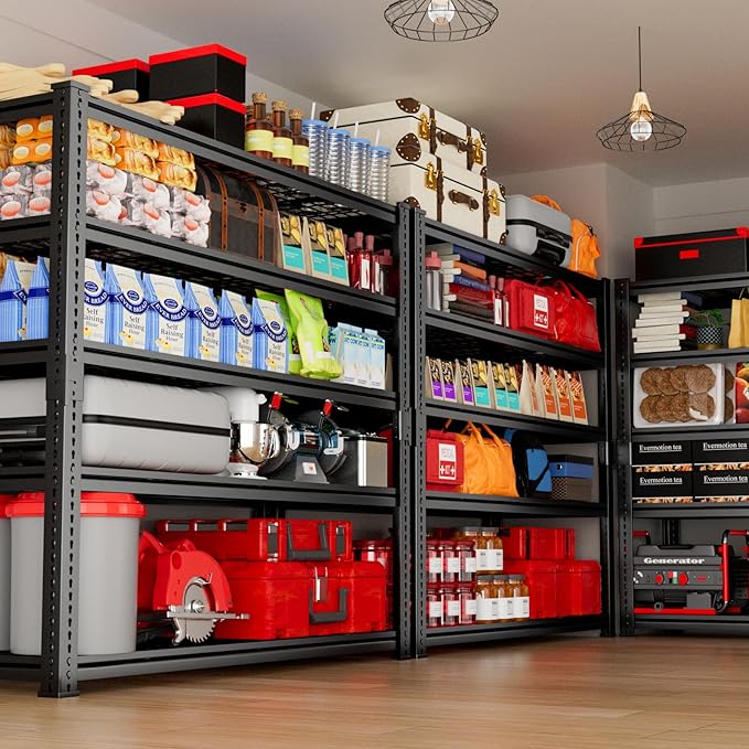 Storage Shelves 2PCS, Garage Shelving Heavy Duty 2800 LBS Capacity, 48" L x 18" W x 72" H Adjustable Metal Shelving Organizer Wire Rack, 5 Tier Utility Shelf Unit for Pantry Closet Warehouse