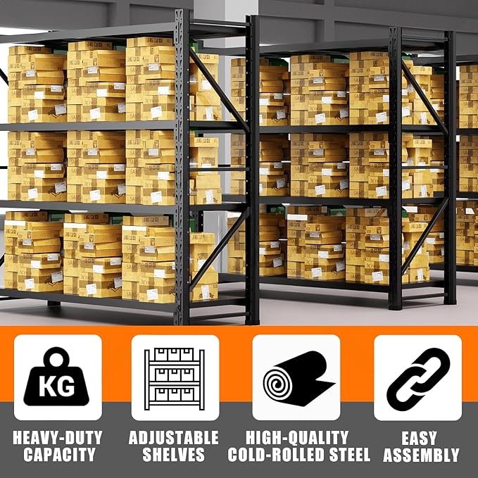torage Shelves,Garage Shelving Heavy Duty Metal Adjustable Garage Shelves, Shelving Units Industrial Shelving for Warehouse (Black, W47.2*D23.6*H79)