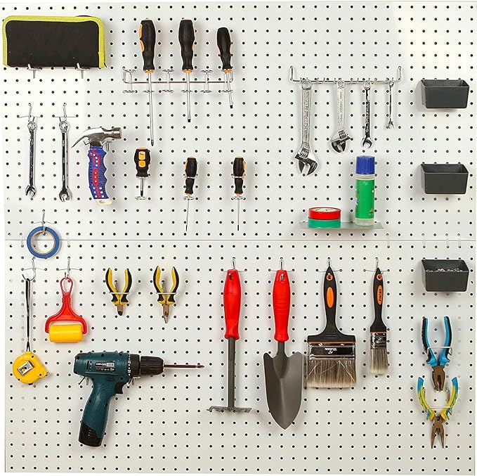 204 peg Board Hooks for Hanging - pegboard Accessories and Hangers for 1/4 & 1/8 inch peg Board Organizer Accessories - Ideal for Garage, Workshop & Tool Storage