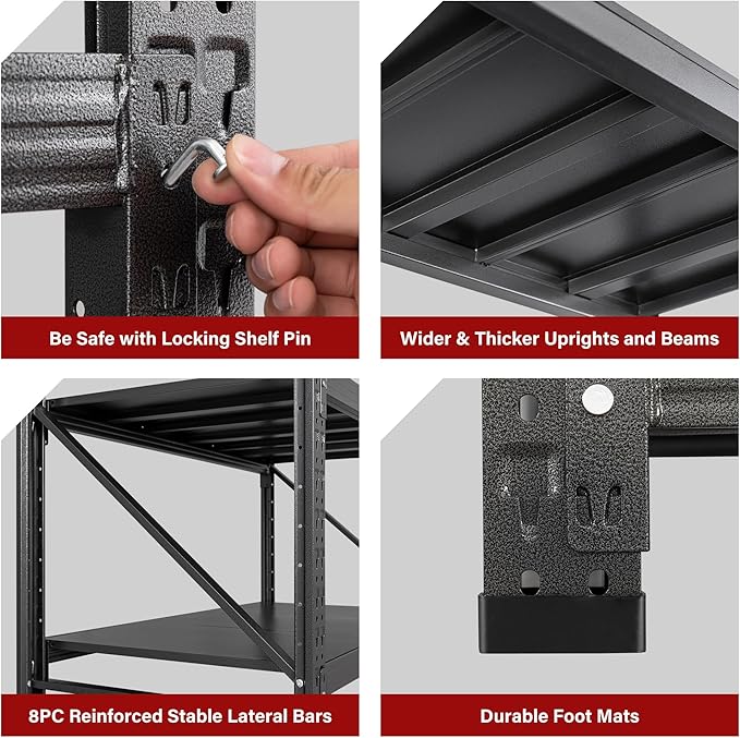 Set of 2 48" Wide Heavy Duty Garage Shelving Units,3000LBS 24 Deep Storage Shelves,Metal Garage Shelves,Large Storage Rack,Steel Shelf,Industrial Shelving for Shop,Warehouse,48" W x 24" D x 70" H