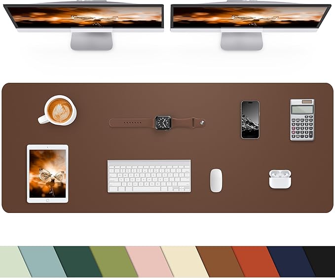 Desk mat Large, Leather Desk Pad Protector,Office Desk Mat,Mouse Pad, Non-Slip Desk Blotter, Laptop Desk Pad, Waterproof Desk Writing Pad for Office&Home (Brwon, 55" x 24")