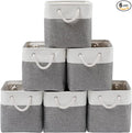 Fabric Storage Bins, 11 inch cube storage bins with Handles, 11x11cube storage organizer bins, Collapsible Storage Bins for Shelves and Home, Cubby Storage Cubes (white-gray, 10.5x10.5x11in)
