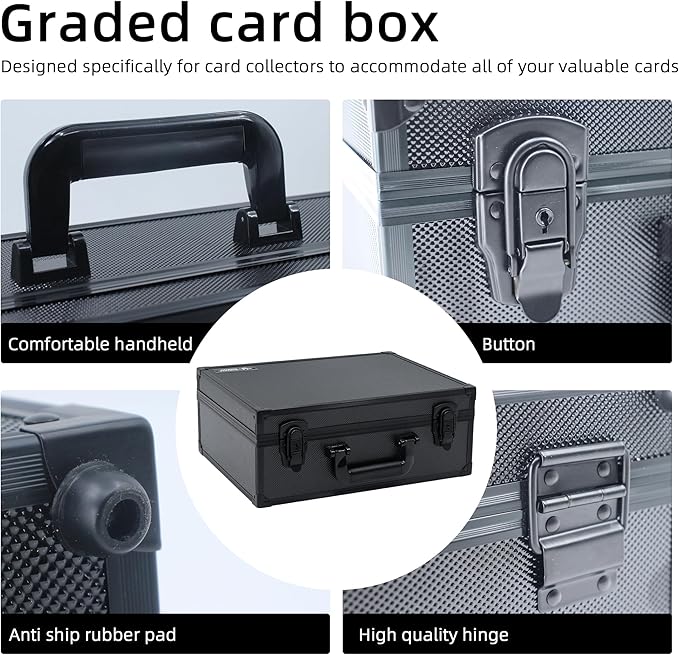 Graded Card Storage Box; Durable Sports, PSA Card Storage Case- Trading Card Storage Box - PSA Slab Case For Top Loaders (BLACK, 16.5x13.3x6.9 inches)