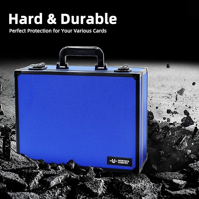 Graded Card Storage Box; Durable Sports, PSA Card Storage Case- Trading Card Storage Box - PSA Slab Case For Top Loaders (BLUE, 16.5x13.3x6.9 inches)