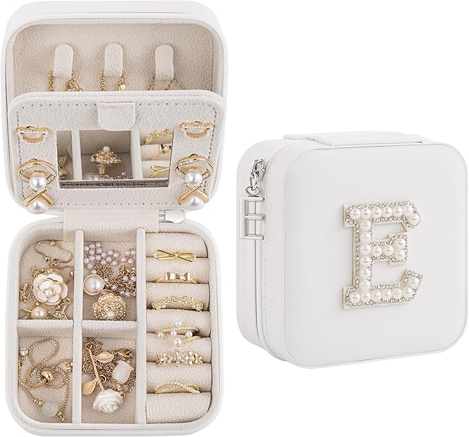 Birthday Gifts For Women, Initial Jewelry Box, Travel Jewelry Case, Gifts for Wife, Girlfriend or Daughter