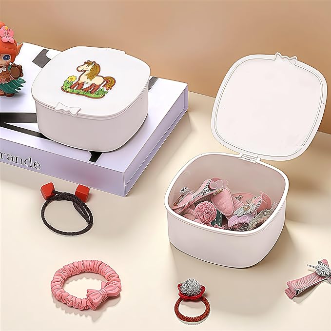 Small Hair Accessories Organizer Box For Girls Kids Teens Women, Hair clips/Ties/bands/pins/barrettes/scrunchies Organizer and Storage! (Horse)